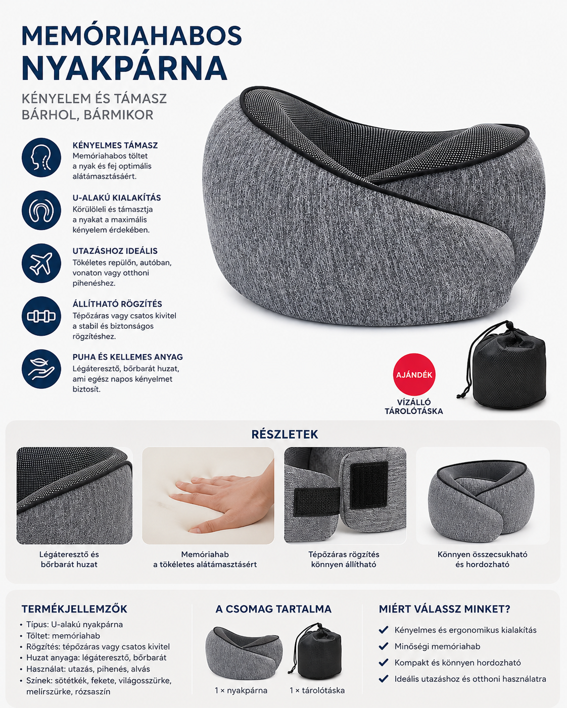 TravelRest nyakpárna utazáshoz – Lumerio