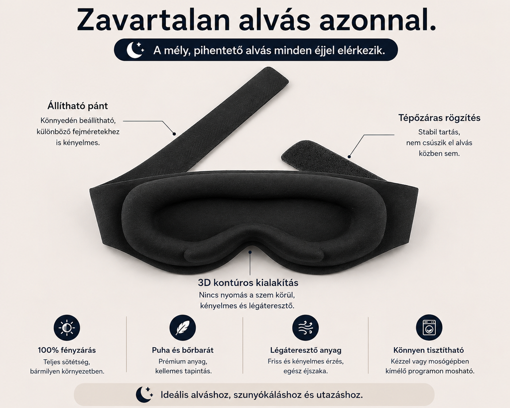 Prémium alvómaszk utazáshoz – Lumerio Dark